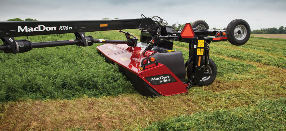 MacDon’s R1 Series mower conditioners are available in 13- and 16-foot working widths.