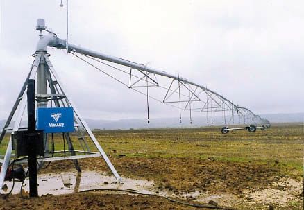 Irrigation boom in a crop field