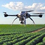 drone flying above a crop