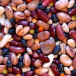 Bean and lentil legumes background as a group of assorted fava soy red black beans as a healthy nutrition high fiber food concept as a healthy cooking natural food ingredient.
