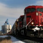train at grain elevator