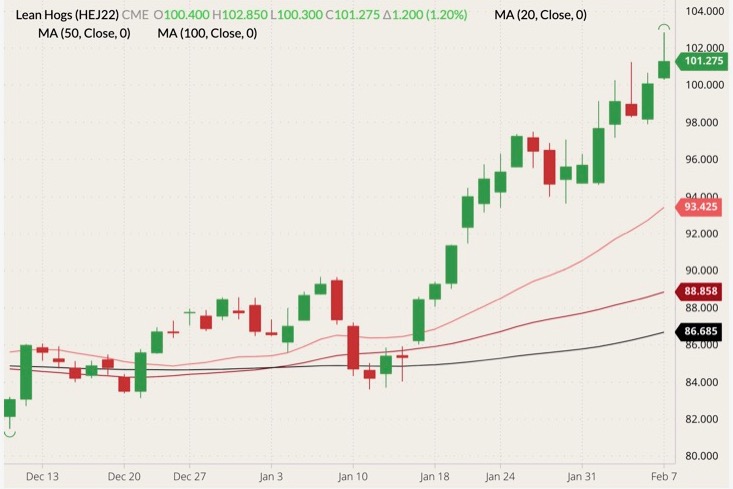 cme april lean hogs
