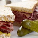 deli sandwich with pickles