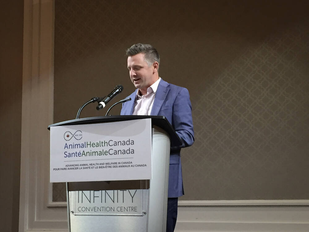 MP Francis Drouin announced more than $13 million in federal funding for Animal Health Canada at AHC Annual Forum in Ottawa. Photo: Jonah Grignon