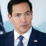 U.S. Secretary of State Marco Rubio speaks with reporters