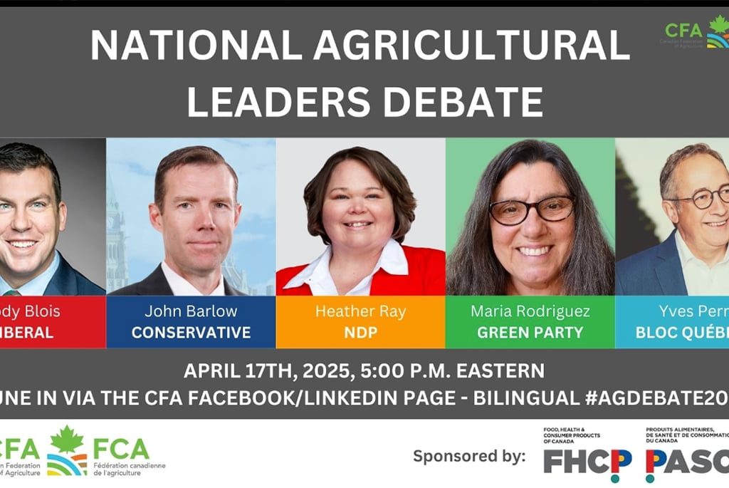 Title card showing federal election candidates who will speak at the CFA's election debate.