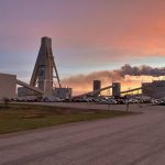 A view of Nutrien's Allan, Saskatchewan potash mine at sunset.