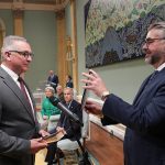 Heath MacDonald, left, is sworn in as federal agriculture minister at Rideau Hall in Ottawa May
