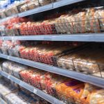 fresh bread on the shelf in the food and grocery store