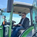 Alberta Minister of Agriculture and Irrigation RJ Sigurdson does the ceremonial fire up of Farming Smarter’s new tractor it was able to purchase with the help of the province’s one-time capital grant of $3.2 million to Alberta’s 12 applied research associations. The boost to Farming Smarter’s equipment for potato research helps with the association’s operating costs as a non-profit association.