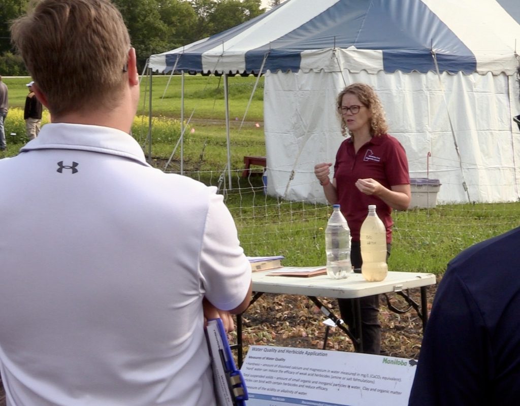 Kim Brown at crop diagnostic school presenting on water quality and herbicides