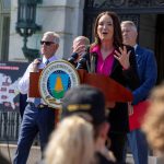 U.S. Agriculture Secretary Brooke Rollins speaks during a press conference to discuss the U.S. Department of Agriculture (USDA)'s "National Farm Security Action Plan," outside the USDA in Washington, D.C., U.S., July 8, 2025. Photo: Reuters/Umit Bektas