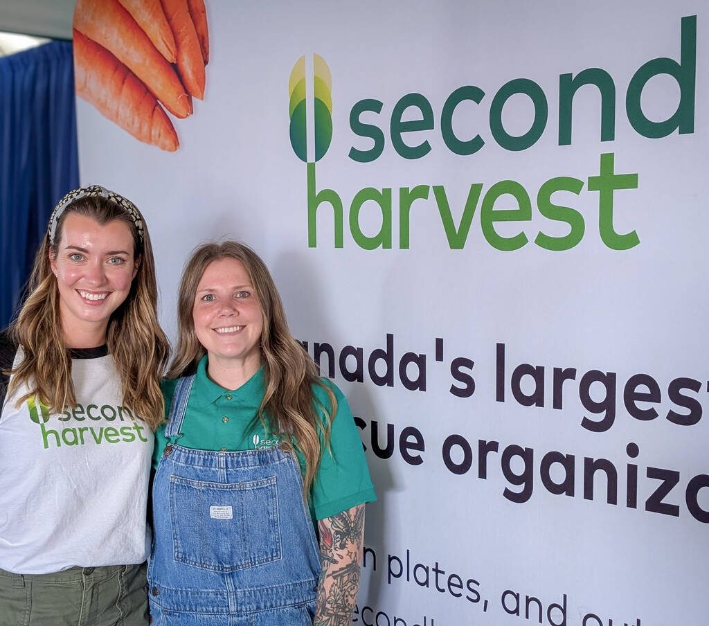 Emily Owen (left) and Katherine Hepp (right) at Second Harvest's booth at Agriculture in Motion on July 16, 2025. Photo: Geralyn Wichers