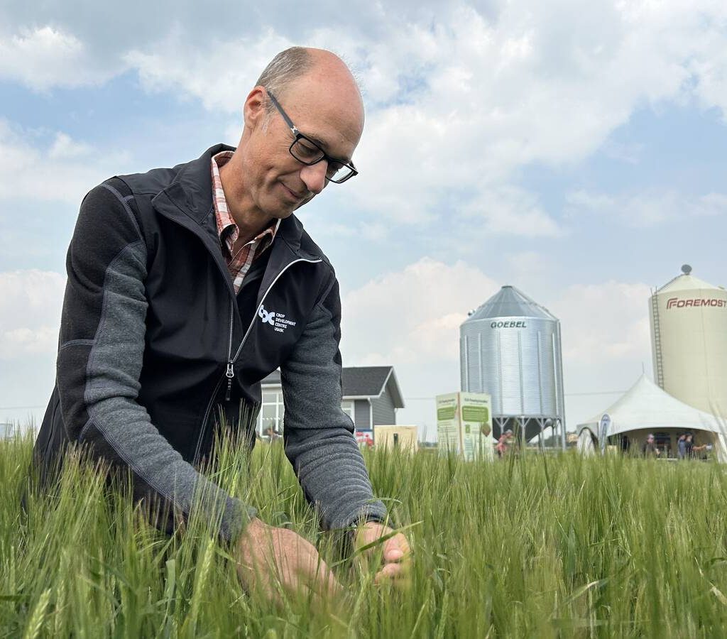 Aaron Beattie is an oat and barley breeder with the Crop Development Centre at the University of Saskatchewan. He spoke to farmers and media at Ag In Motion, a farm show held near Langham, Sask. from July 15-17
