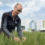 Aaron Beattie is an oat and barley breeder with the Crop Development Centre at the University of Saskatchewan. He spoke to farmers and media at Ag In Motion, a farm show held near Langham, Sask. from July 15-17