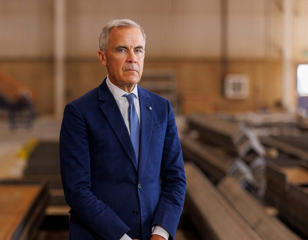 Canadian Prime Minister Mark Carney tours steel fabricator Walters Group in Hamilton, Ontario.