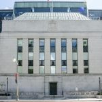 Facade of Bank of Canada during summer day