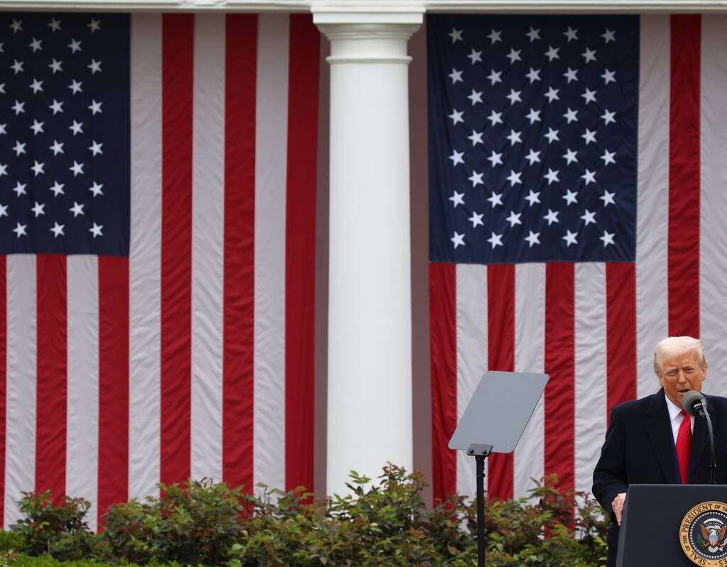 President Donald Trump speaks during a 'Liberation Day' event in the Rose Garden at the White House on April 2, 2025 in Washington, D.C. Photo: Samuel Corum/Sipa USA via Reuters Connect