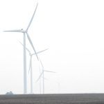 Windmills in central Manitoba disappear into heavy smoke June 9, 2025. Wildfires in Manitoba and across Western Canada led to widespread air quality warnings through May and June 2025. Photo: Alexis Stockford