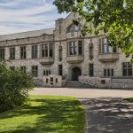 View of the College Building, now called the Peter MacKinnon Building at the University of Saskatchewan campus in Saskatoon, Saskatchewan.
