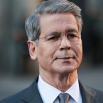 Treasury Secretary Scott Bessent speaks to the press, on the day of U.S.-China talks on trade, economic and national security issues, in Madrid, Spain, September 15, 2025.