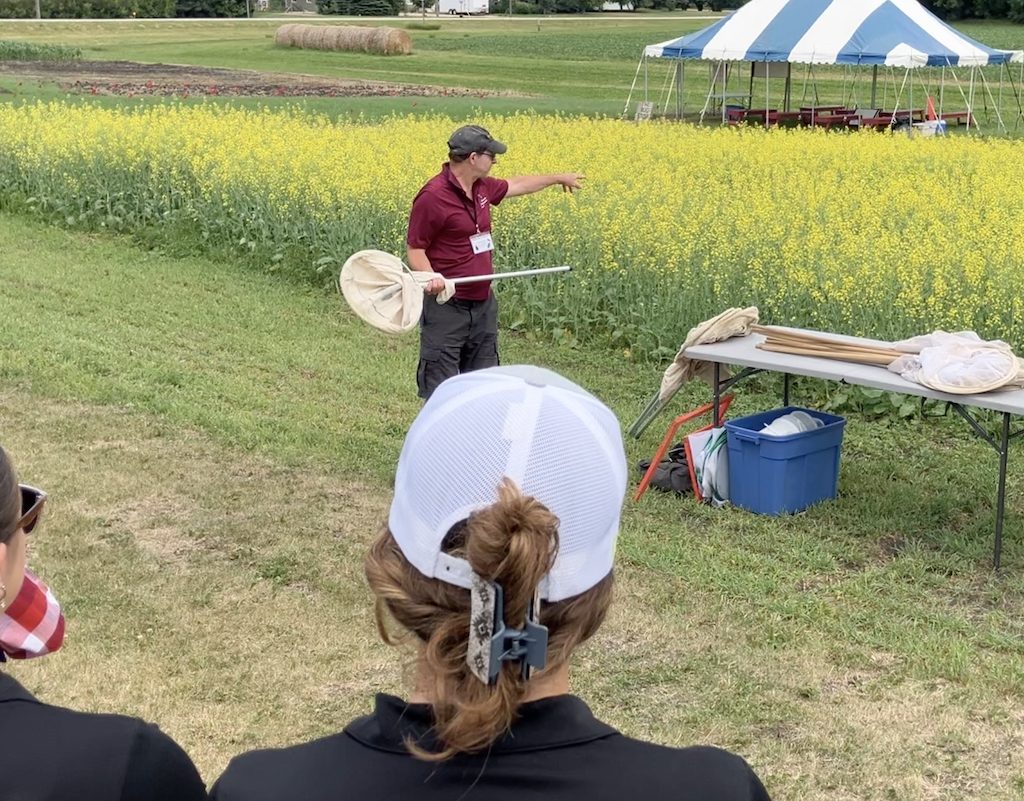 John Gavloski at an insect-netting workshop at Crop Diagnostic School in Carman, Manitoba, in July 2025. Photo: Greg Berg