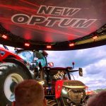 Case IH's new Optum 440 tractor moments after the curtain was dropped on the first day of Agritechnica 2025, on November 9, in Hannover, Germany.