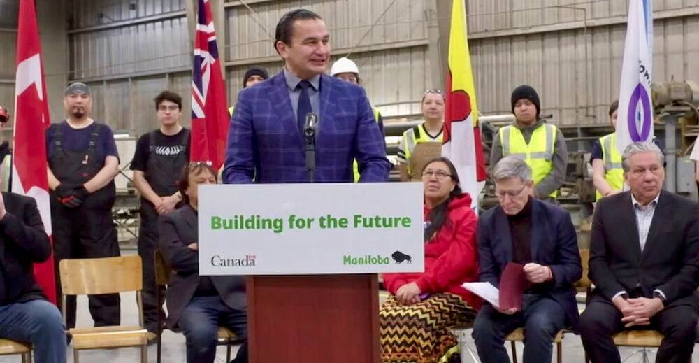 Manitoba Premier Wab Kinew announcing provincial funding for the Port of Churchill in February 2024.