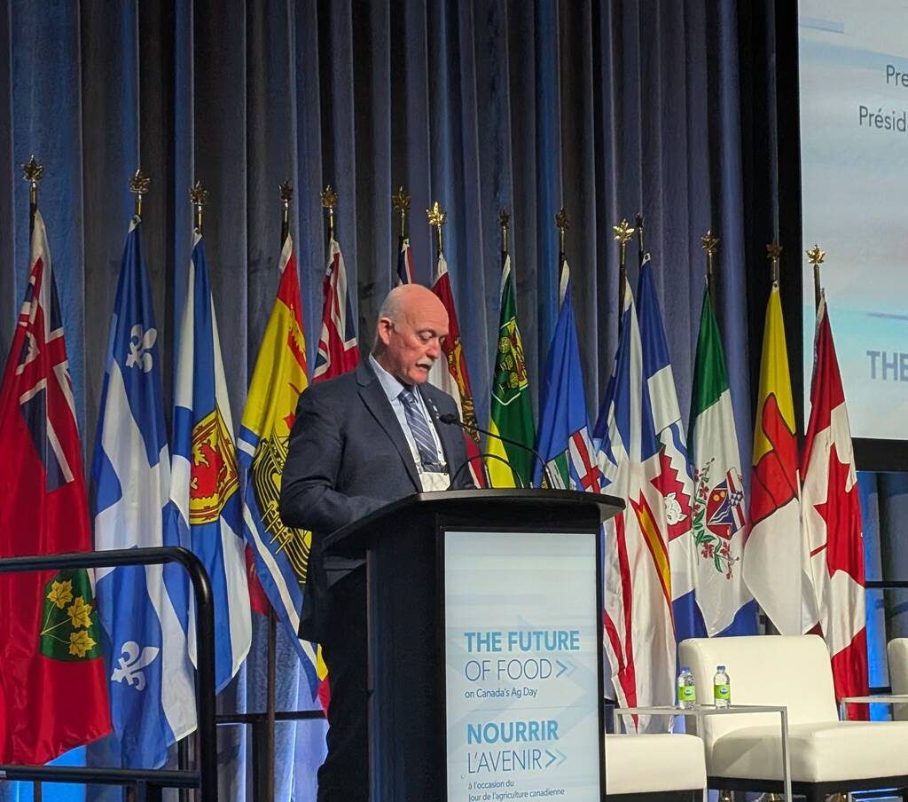 Keith Currie speaking at the Future of Food conference in Ottawa, February 2025. Photo:Jonah Grignon