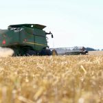 A combine harvests ripe wheat. Photo: John Greig/Glacier FarmMedia