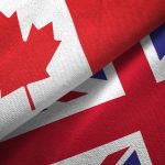 A graphic showing the United Kingdom and Canada flags. Photo: Getty Images Plus