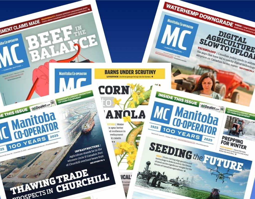 Cover designs seen in the Manitoba Co-operator over 2025. Images: Manitoba Co-operator digital editions