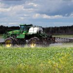 A boom sprayer applies a crop protection product on a field. PHOTO: FILE