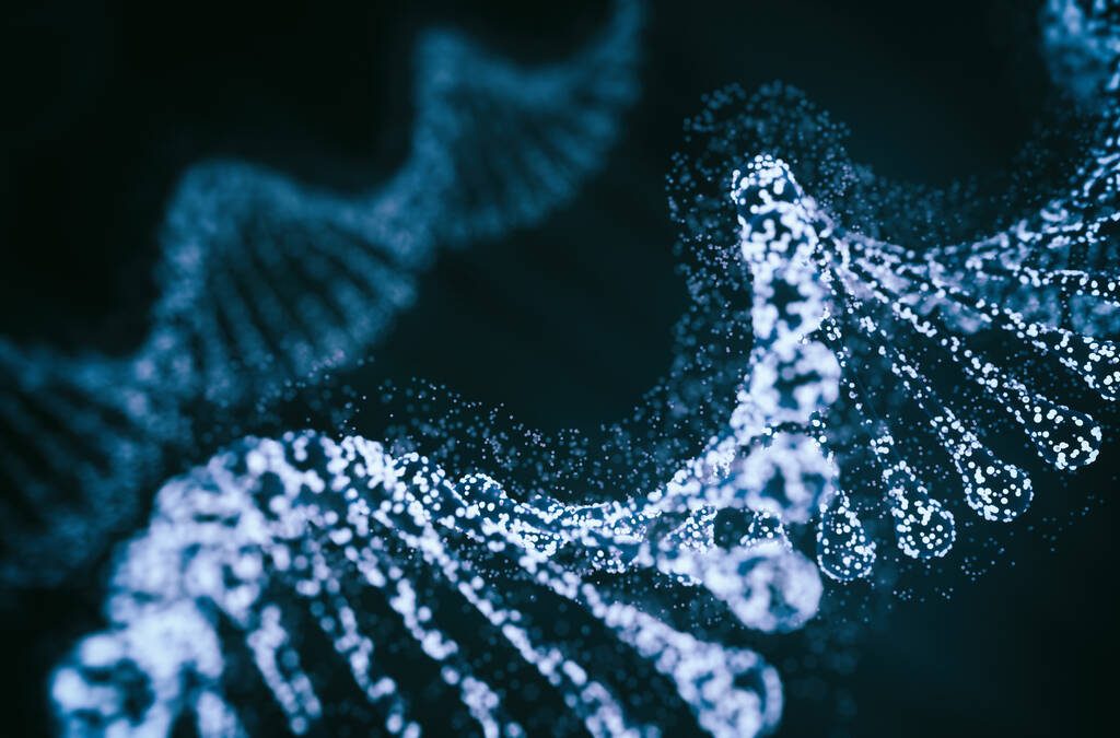 Abstract Genetics Disease - 3d rendered image. Hologram view. SEM (TEM) macroscope image. DNA mutations. Vexas disease. Medicine Healthcare research concept. X chromosomes objects.
Photo: koto_feja/iStock/Getty Images