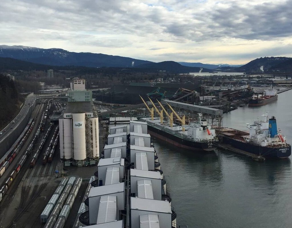Aerial view of the Port of Vancouver.