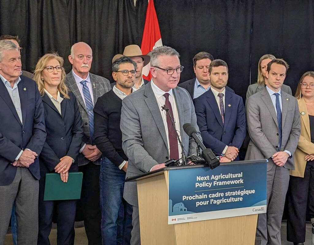 Federal Minister of Agriculture Heath MacDonald speaks to media following talks with agriculture leaders and stakeholders in Ottawa on Jan. 20, 2026. Photo: Jonah Grignon.