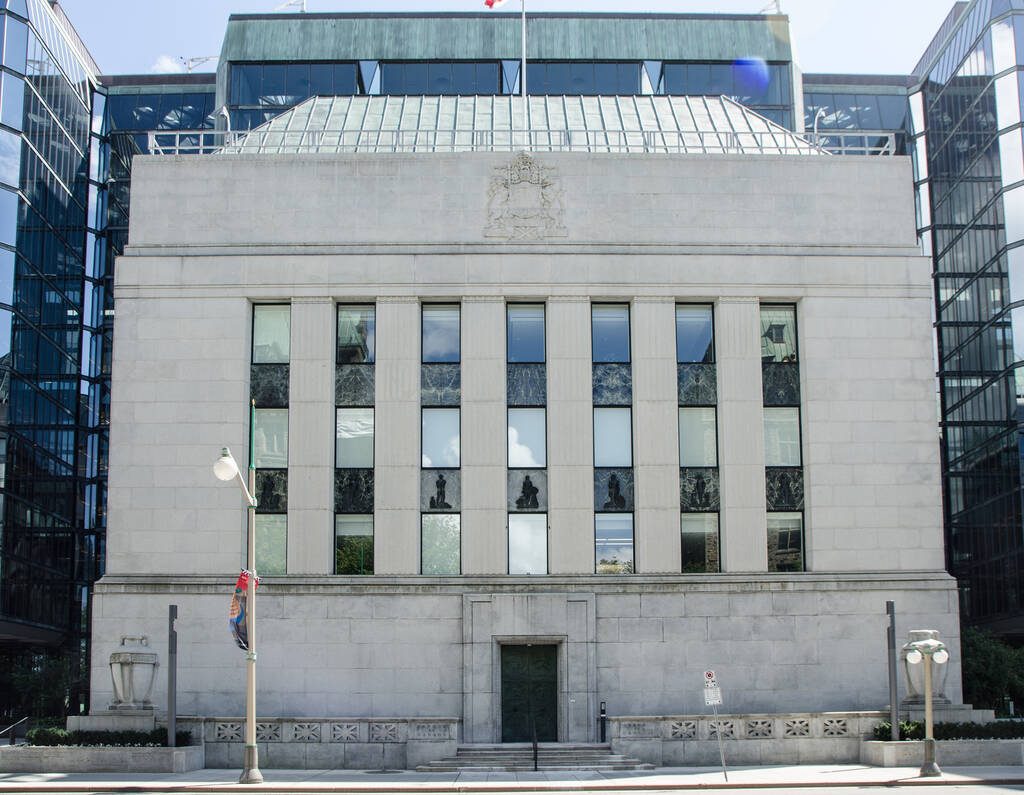 Facade of Bank of Canada during summer day. Photo: Getty Images Plus