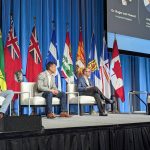Roger van Hoesel, Johnny Park and Gustavo Bassetti speak on a panel at the Future of Food conference on Feb. 10, 2026 in Ottawa. Photo: Jonah Grignon