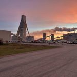 Nutrien’s potash mine at Allan, Sask. at sunset.
