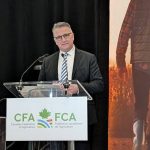 Heath MacDonald speaks at the Canadian Federation of Agriculture AGM in Ottawa Feb. 25. Photo by Jonah Grignon