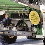 A Seed Terminator placard in the Zürn Harvesting booth at Agritechnica in Hanover, Germany, in November 2025.