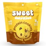 A package of Sweet Nutrition's chocolate chip protein cookies.