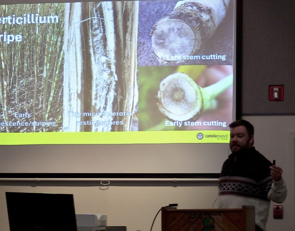 Chris Manchur with the Canola Council of Canada at Sjt. Jean Farm Days in January 2026-photo greg berg