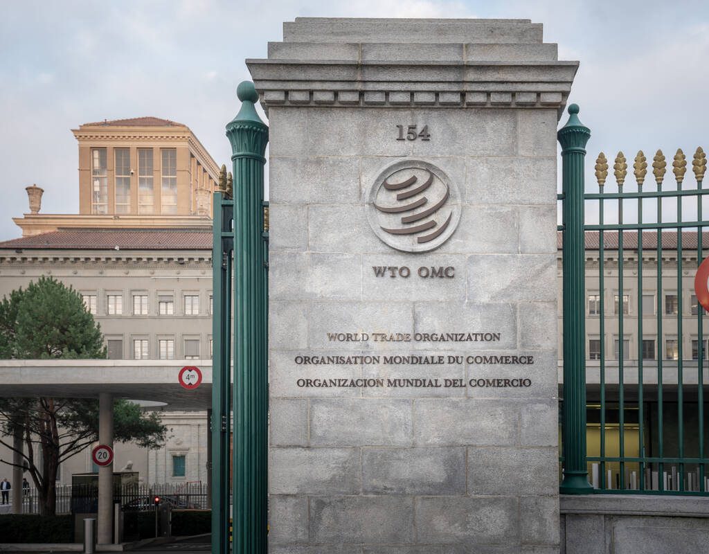 A monument with the logo of the World Trade Organization (WTO) in front of its headquarters in Geneva, Switzerland. Edwini Kessie, director of the agriculture and commodities division at the World Trade Organization (WTO) said he felt the core principles of his organization are “under attack.”  Photo: diegograndi/Getty Images Plus