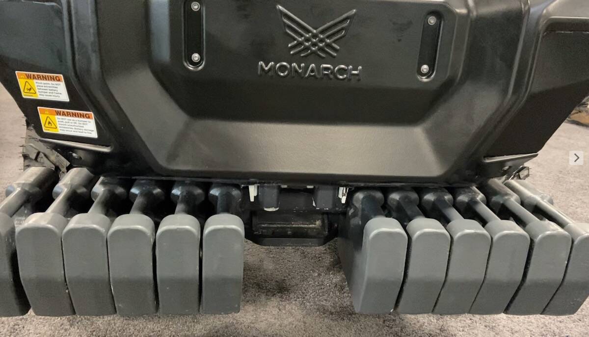 The front view and logo of the Monarch tractor. Photo: File