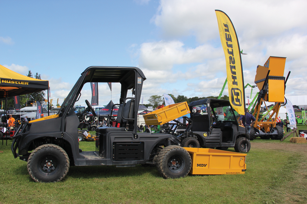 Hustler MDV a unique UTV that offers a hydraulic lift bed