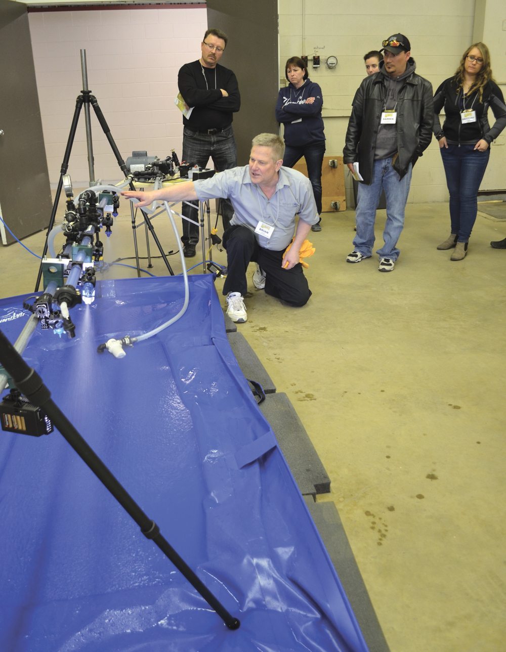 Brian Caldwell, owner of AgriMetrix research and training, demonstrated sprayer technology with tips on cleanout and minimizing drift.