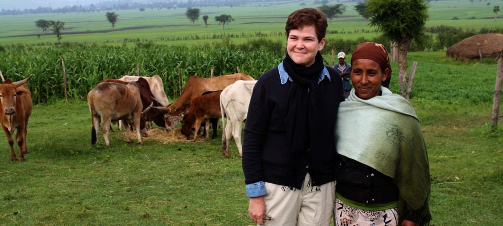 Agriculture Deputy Secretary Krysta Harden stands with farm owner Ms. Yetemwork Tilahun on Tilahun’s dairy farm near the city of Mojo, about 50 miles south of Addis Ababa, Ethopia.